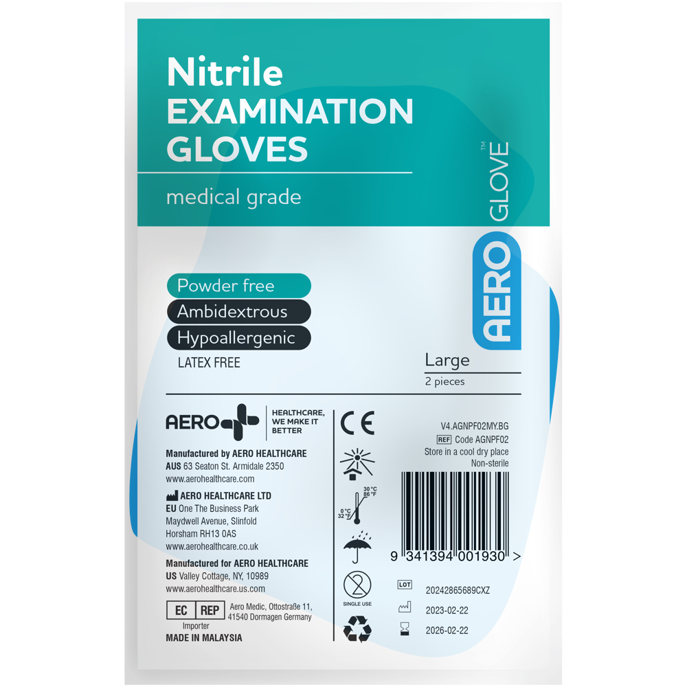 AEROGLOVE Large Nitrile Powder-Free Gloves Pair/2