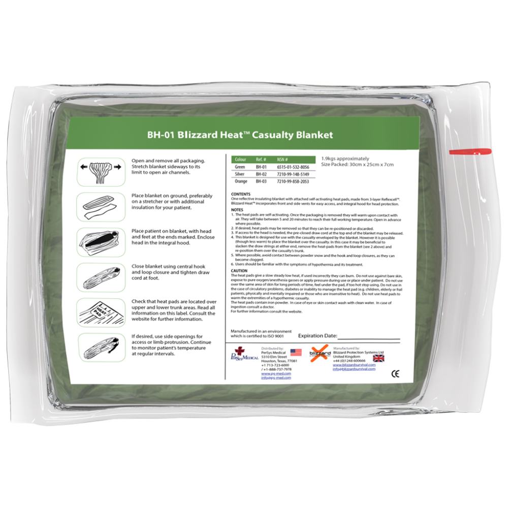 BLIZZARD Green Heat Casualty Blanket 245 x 265cm