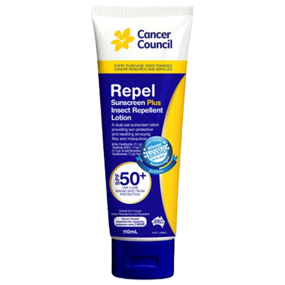 CANCER COUNCIL SPF50+ Repel Sunscreen+Insect Repellent Tube 110mL