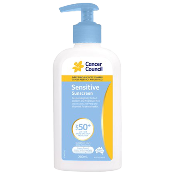 CANCER COUNCIL SPF50+ Sensitive Sunscreen Pump 200mL