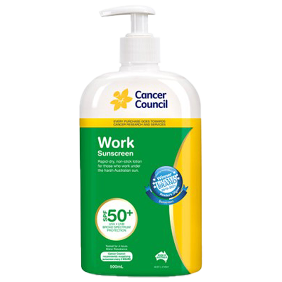 CANCER COUNCIL SPF50+ Work Sunscreen Pump 500mL