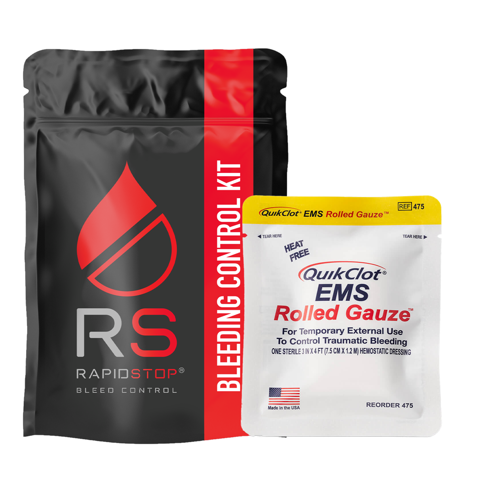 RAPIDSTOP Bleeding Control Kits - Small,Plastic Pouch,EMS Roll