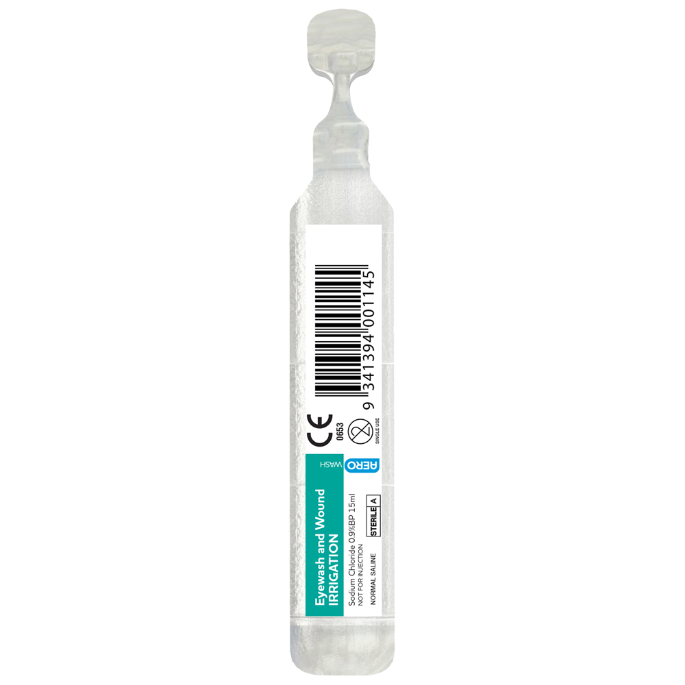 AEROWASH Sodium Chloride Eyewash Ampoule 15ml Box/500