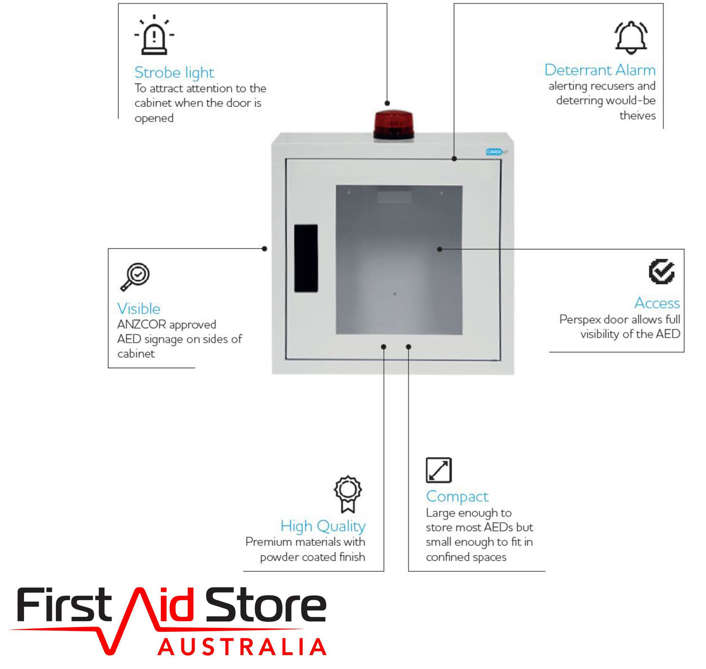 AED Wall Cabinet with Alarm & Flashing Light
