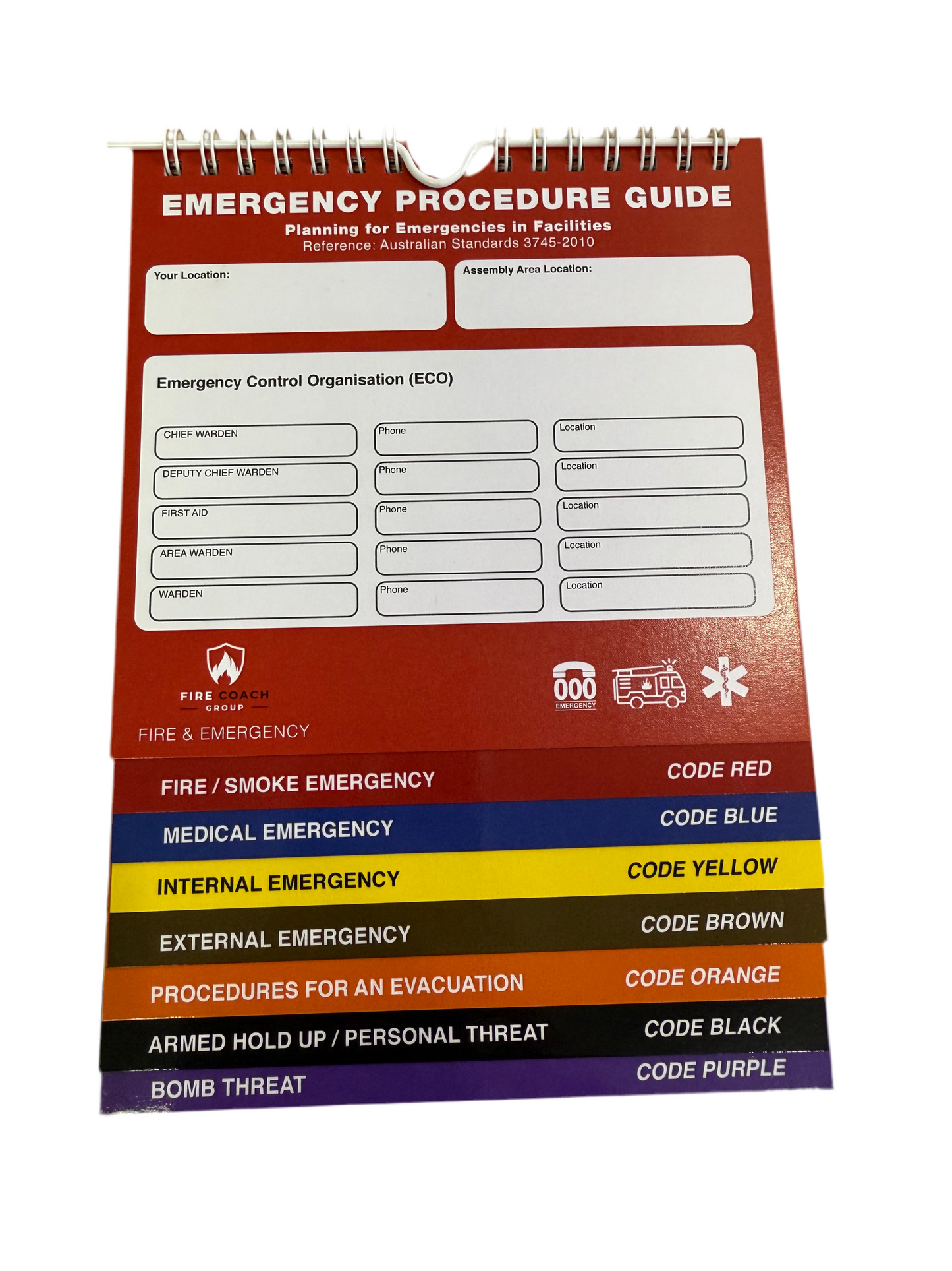 Emergency Procedure Flip Chart – AS 3745 Compliant Workplace Safety Guide