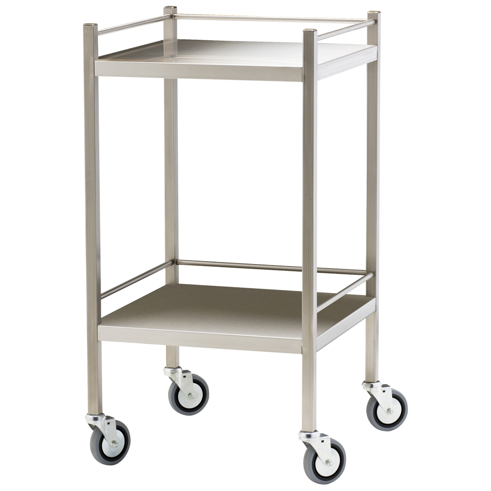 Small Stainless Steel Trolley with Rails 50 x 50 x 97cm