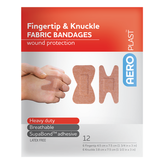 AEROPLAST Premium Fabric Fingertip &amp;amp; Knuckle Dressings Env/12