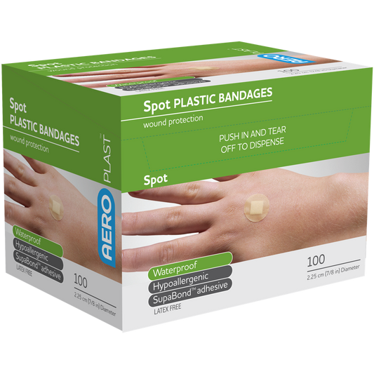 AEROPLAST Plastic Spot Dressings 2.25 x 2.25cm Box/100