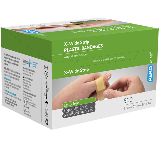 AEROPLAST Plastic X-Wide Strip 7.5 x 2.5cm Box/500