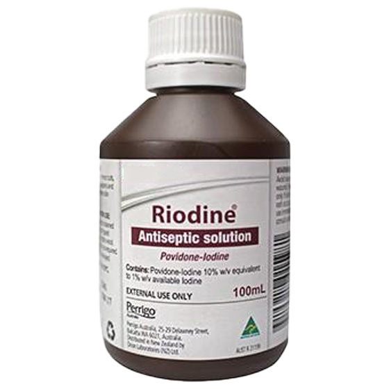 RIODINE 10% Povidone Iodine Solution Bottle 100ml