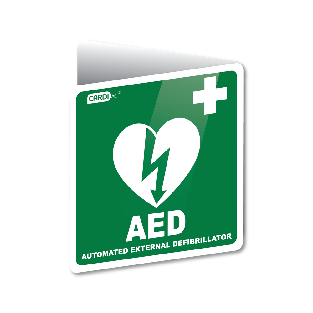 CARDIACT Poly AED Angle Bracket Sign 22.5 x 22.5cm