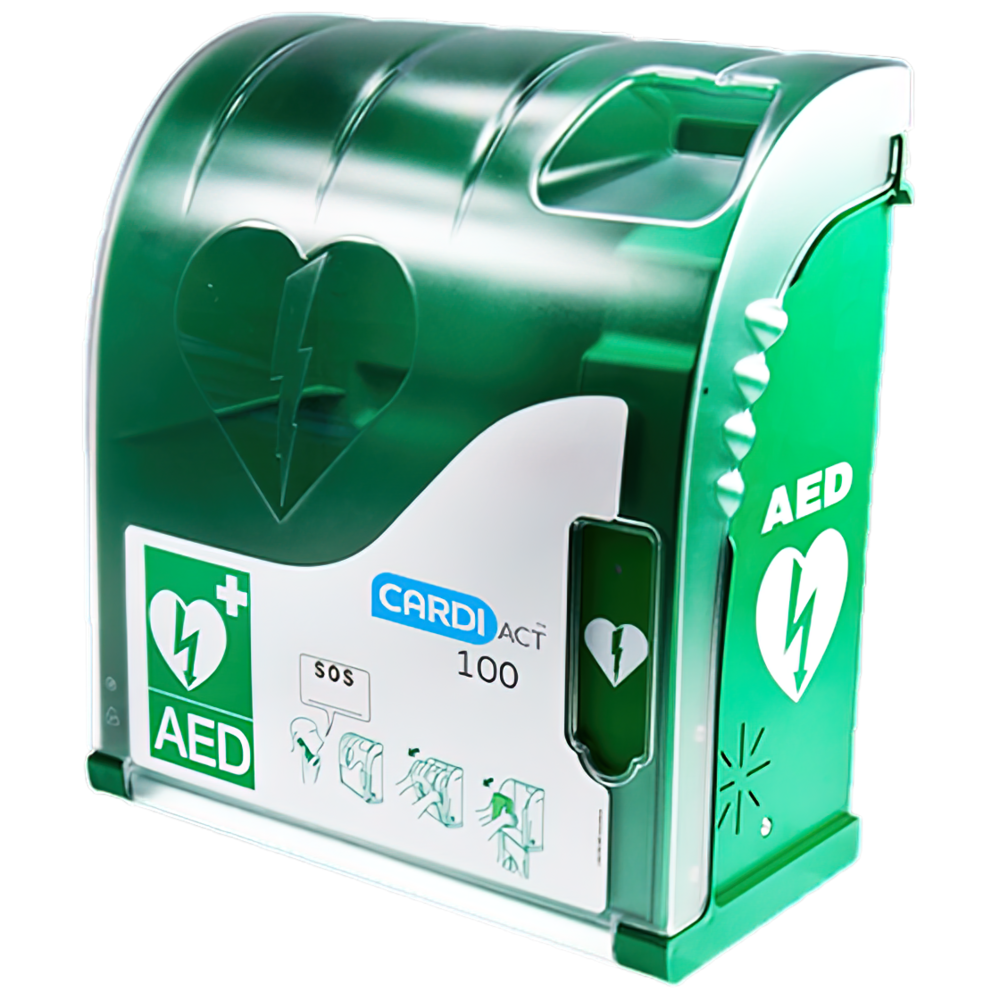 CARDIACT Green Outdoor Alarmed AED Cabinet 42 x 38 x 15cm
