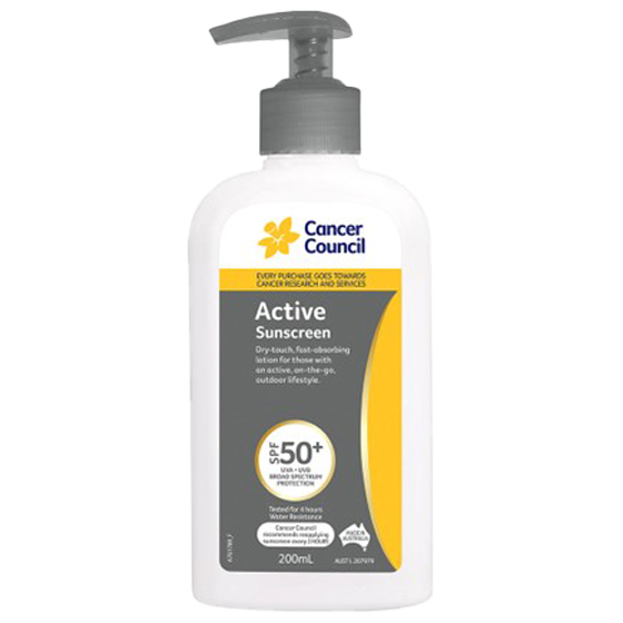 CANCER COUNCIL SPF50+ Active Sunscreen Pump 200mL