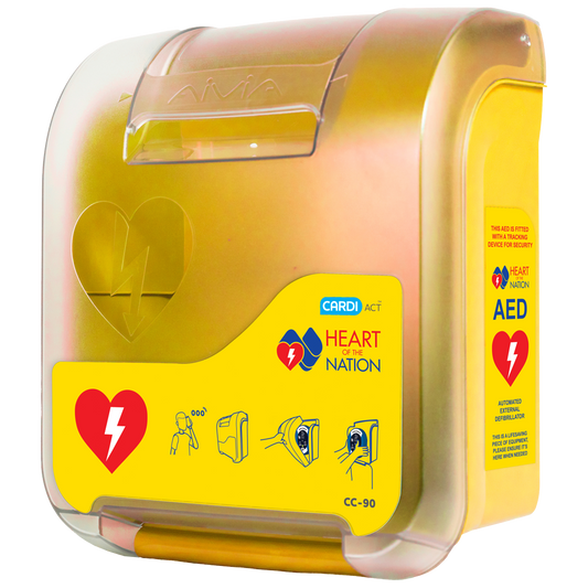 CARDIACT Alarmed AED Cabinet &#039;Heart of the Nation&#039; (Yellow) 41 x 33 x 19cm