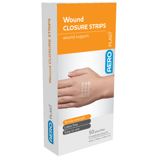 AEROPLAST Wound Closure Strips 6 x 75mm Box/50 (3 strips/card)