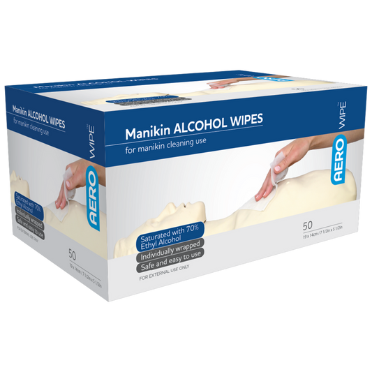AEROWIPE 70% Ethyl Alcohol Manikin Swab 19 x 14cm Box/50