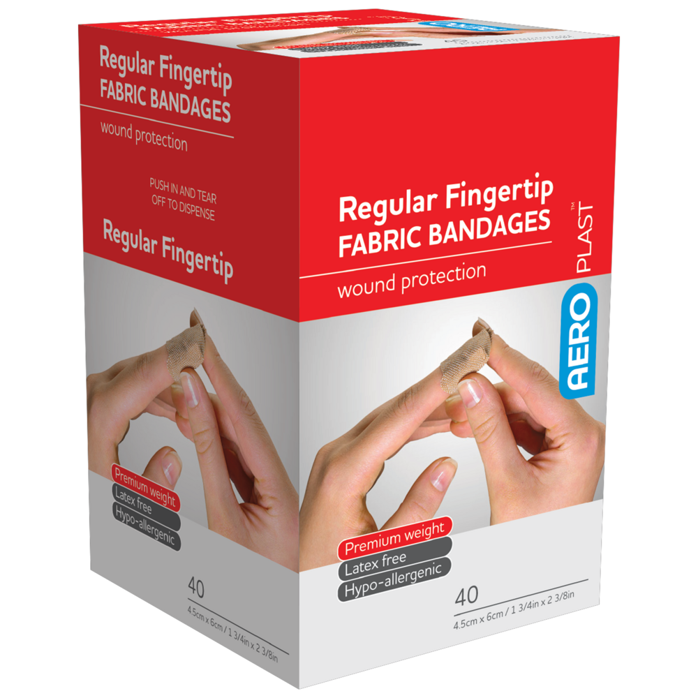 AEROPLAST Premium Fabric Regular Fingertip Dressings 6 x 4.5cm Box/40