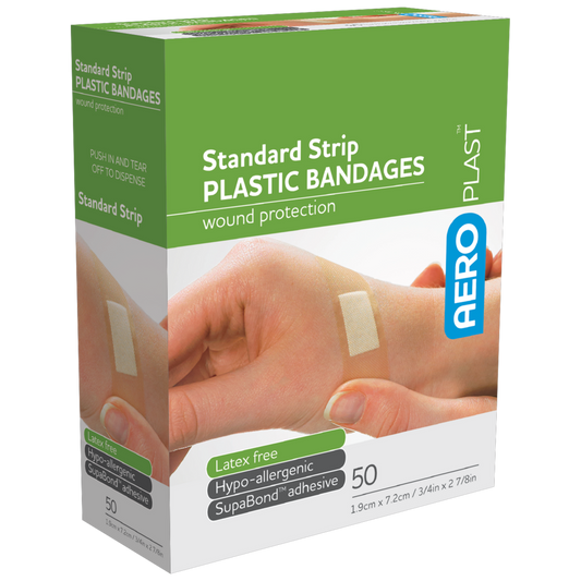 AEROPLAST Plastic Standard Strip 7.2 x 1.9cm Box/50