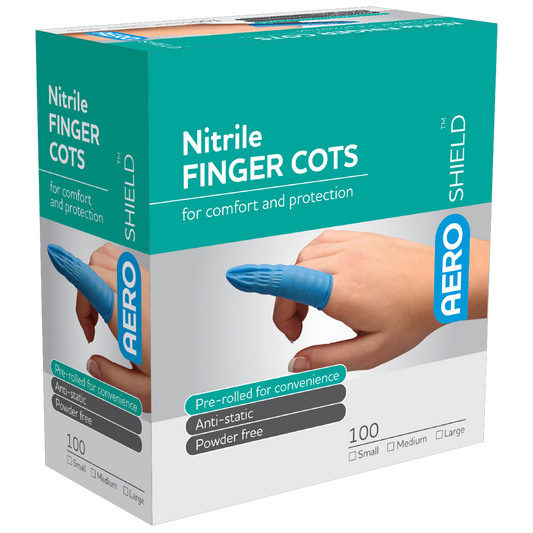 AEROSHIELD Medium Nitrile Finger Cots Box/100