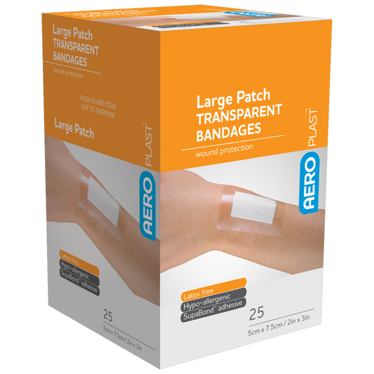 AEROPLAST Transparent Large Patch 7.5 x 5cm Box/25